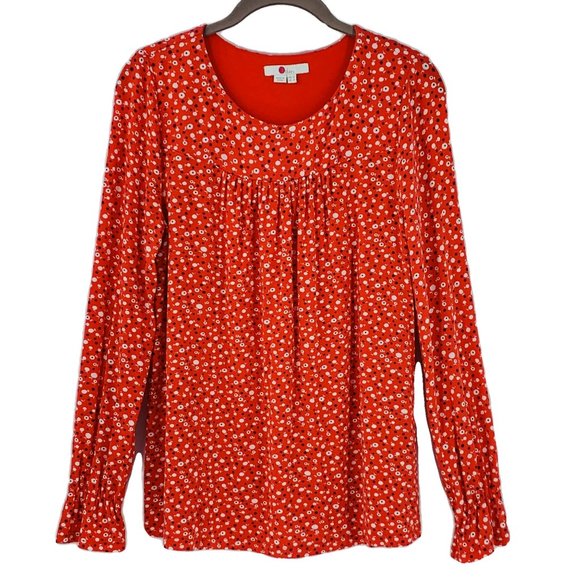 Boden Tops - BODEN Red Ditzy Floral Jersey Top Size 8